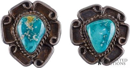 Boucles d'oreilles amérindiennes en turquoise et a