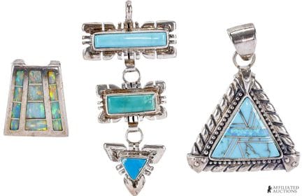 Lot de 3 pendentifs en argent sterling avec turquo