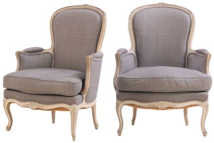 PAIRE DE FAUTEUILS BERGÈRE DE STYLE LOUIS XV, SCUL