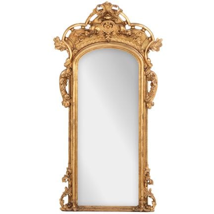 Miroir du XIXe siècle en bois doré et plâtre de 73