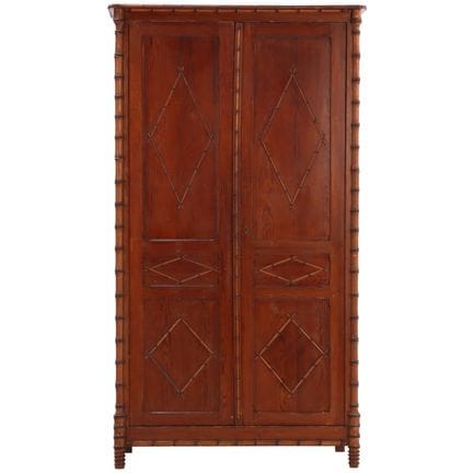 ARMOIRE À DEUX PORTES EN PIN IMITATION BAMBOU AVEC