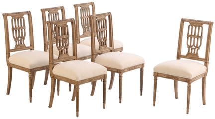 SIX CHAISES DE SALLE À MANGER EN ACAJOU PEINT DE S