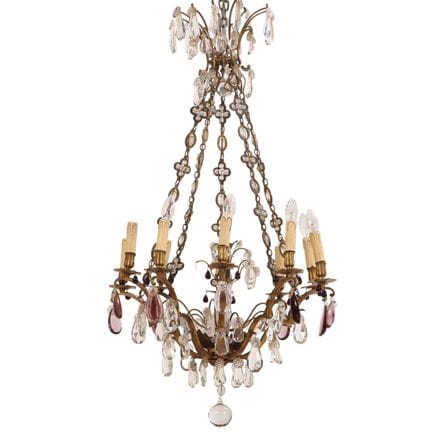 LUSTRE FRANÇAIS DE QUALITÉ EN BRONZE ET CRISTAL, C
