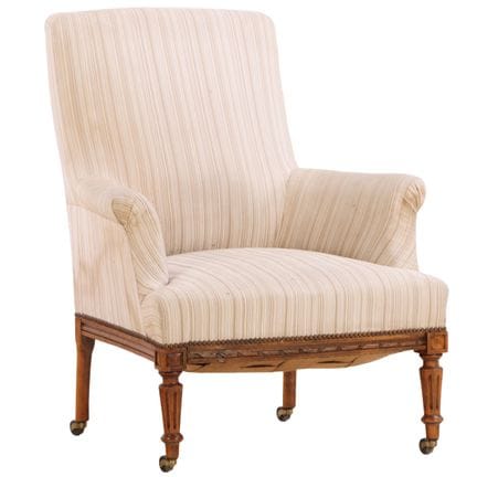 FAUTEUIL DE BIBLIOTHÈQUE FRANÇAIS EN NOYER SCULPTÉ