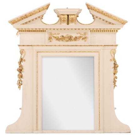 MIROIR FRANÇAIS EN BOIS PEINT ET DORÉ, ORNÉ D'UN F
