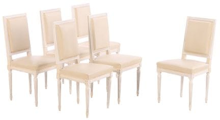 SIX CHAISES DE SALLE À MANGER FRANÇAISES PEINTES D