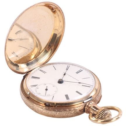 MONTRE DE POCHE ELGIN EN OR 14 CARATS, CHIFFRES RO