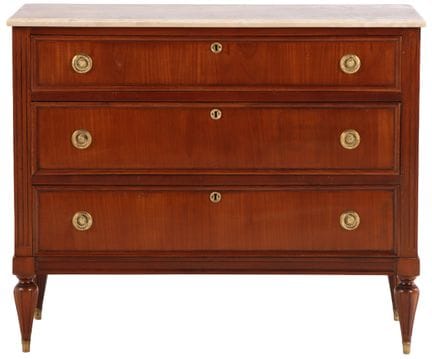 COMODE EN ACAJOU DE STYLE LOUIS XVI AVEC PLATEAU E