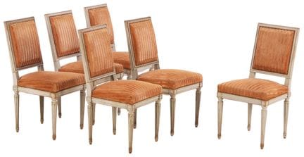 SIX CHAISES DE SALLE À MANGER FRANÇAISES DE STYLE 
