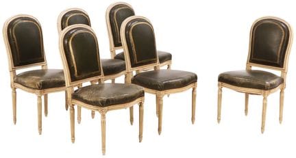 SIX CHAISES DE SALLE À MANGER FRANÇAISES DE STYLE 