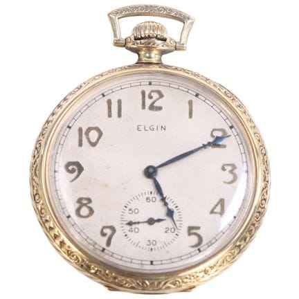 MONTRE DE POCHE ELGIN EN OR 14 CARATS, BOÎTIER ART