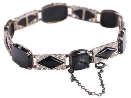 BRACELET ART DÉCO EN OR BLANC ET ARGENT À MAILLONS