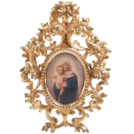 PEINTURE SUR PLAQUE DE PORCELAINE « LA VIERGE À L'