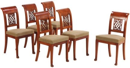 SIX CHAISES DE SALLE À MANGER EN ACJAN SCULPTÉ DE 