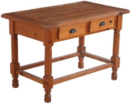 MESA DE PINO CON DOS CAJONES Y BASE DE TRAVESES.  