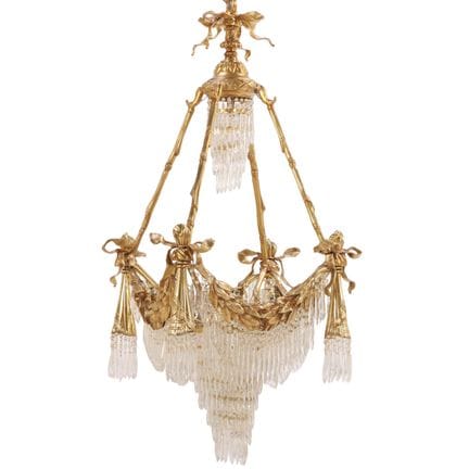 SOMPTUEUX LUSTRE EN BRONZE ET CRISTAL DE STYLE LOU