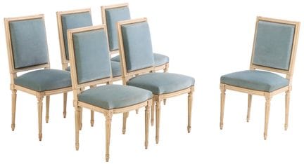 SIX CHAISES DE SALLE À MANGER FRANÇAISES PEINTES D