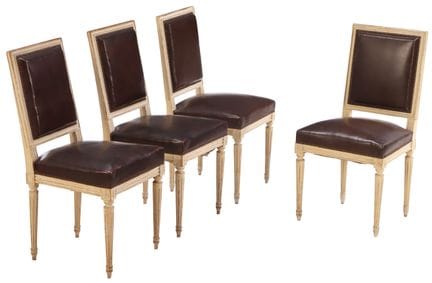 QUATRE CHAISES DE SALLE À MANGER DE STYLE LOUIS XV