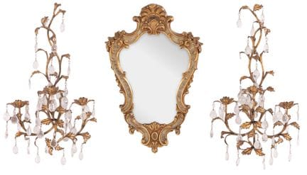 APPLIQUES ET MIROIR DÉCORATIFS DORÉS, APPLIQUES IT