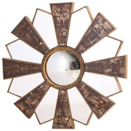 Miroir en verre églomisé « Sunray » à centre conve