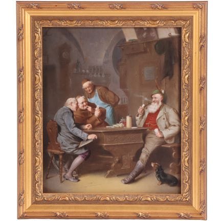 PLAQUE EN PORCELAINE PEINTE À L'ALLEMAND, REPRÉSEN