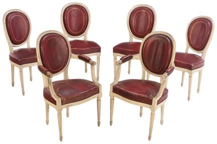 SIX CHAISES DE SALLE À MANGER FRANÇAISES PEINTES D