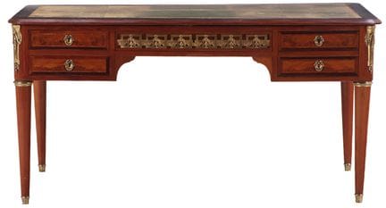 BUREAU FRANÇAIS EN ACAJOU AVEC PLATEAU EN CUIR ET 