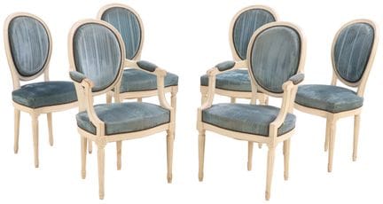 SIX CHAISES DE SALLE À MANGER FRANÇAISES PEINTES D