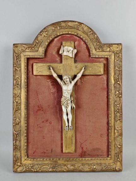 KREUZIGUNGSBILD mit Christus und Titulus aus gesch