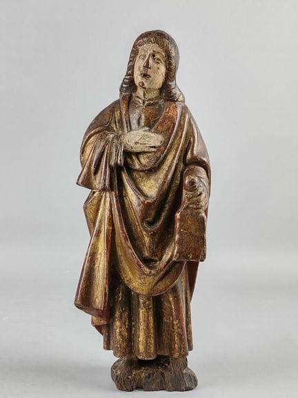 HEILIGER JOHANNES. Polychrome und vergoldete Holzs