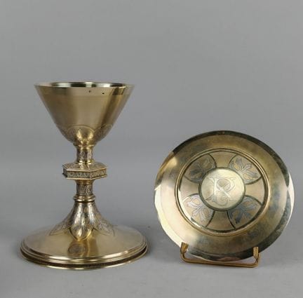 CALICE et sa PATENE en vermeil et argent de style 