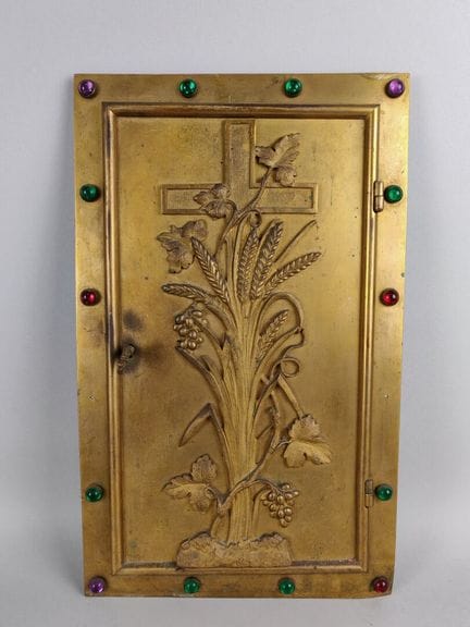 TABERNAKELTÜR aus Bronze und vergoldetem Metall mi