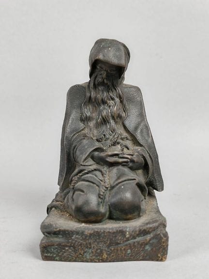Der heilige Antonius der Eremit. Skulptur aus pati