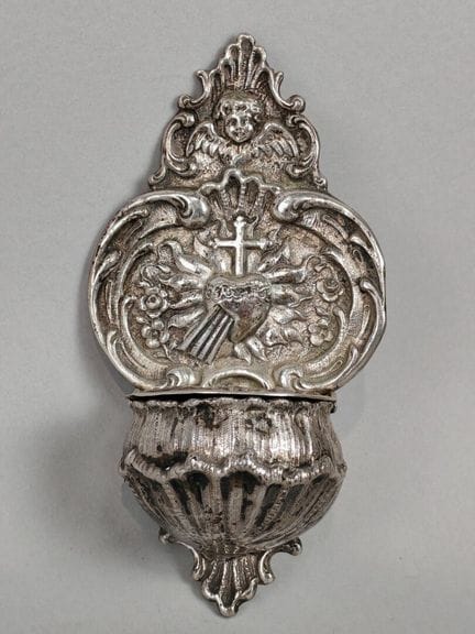 Petit BENITIER bénitier d'applique en argent (800/