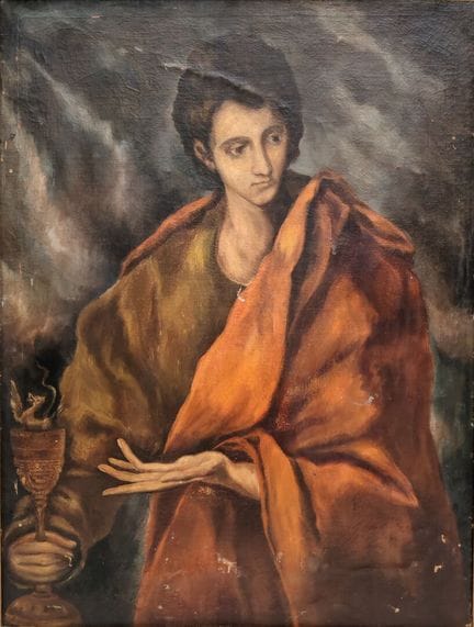 École Espagnole. D'après LE GRECO. Saint Jean l'év