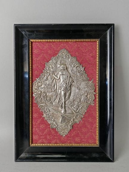 PLAQUE en argent représentant la Résurrection du C