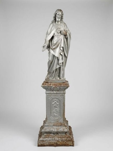 Bedeutende CHRIST-Skulptur des Heiligen Herzens au