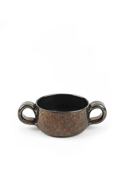 罗伯特·皮科（Robert PICAULT，1919-2000）
带双独立提手的矮杯
金属黑釉陶瓷试