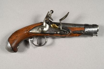 FRANCE. Pistolet Gendarmerie à silex, platine «Man