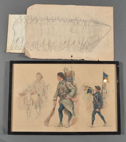 LAJOUX Edmond. (1890-1960)
Dessin crayon et aquare