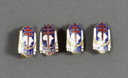Armée de Libération. 2°DB. 3°RAC, lot de 4.