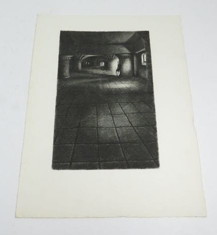 据维尔科尔斯（1902-1991）作品《哈姆雷特》。犊皮纸上蚀刻版画，未署名。37.7 x 28.5
