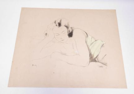 查尔斯·马丁（1884-约1932/34）。《裸女》。 纸本彩色石版画，左下角有艺术家印章签名，右下