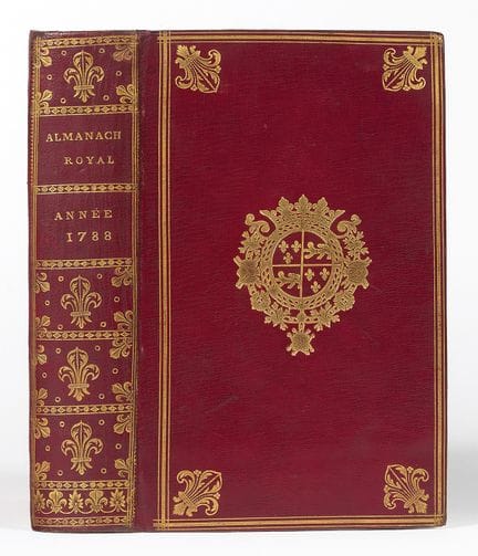 《皇家年鉴》，闰年 M.DCC.LXXXVIII [1788]。巴黎，Houry 遗孀与 Debur