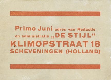 [ADVERTISEMENT LEAFLET]. DE STYL. Leiden, 1922. 8 