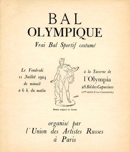 [PROGRAM]. OLYMPIC BALL. Paris, July 11, 1924. 28.
