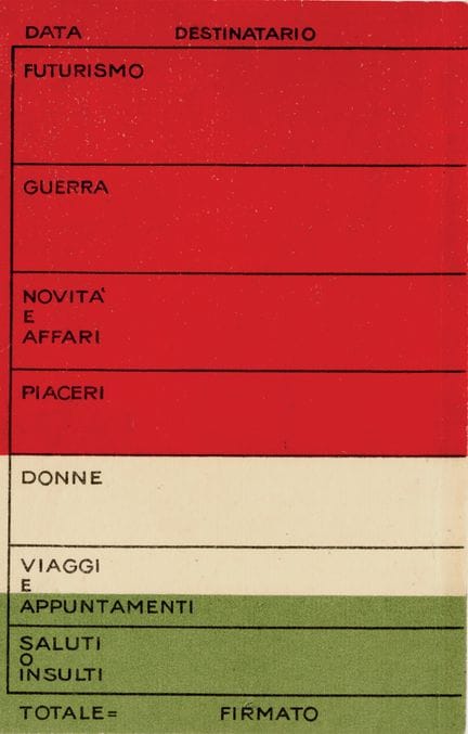 ITALY [FUTURIST ADVERTISING CARD]. CARTOLINA FUTUR