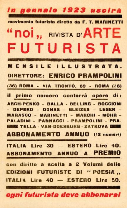 ITALY [ADVERTISING POSTCARD]. NOI. FUTURIST ART MA