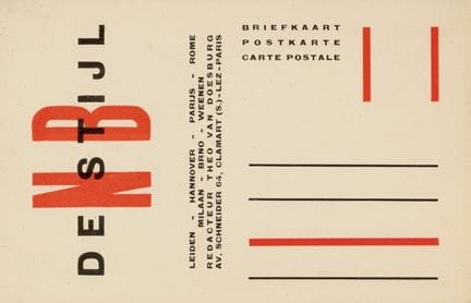 ADVERTISING CARD. BY STYL NB. Leiden, 1920. 9.2 x 