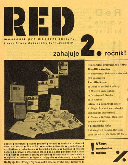 [ADVERTISING LEAFLET for]. RED. Prague, 1928–1929.